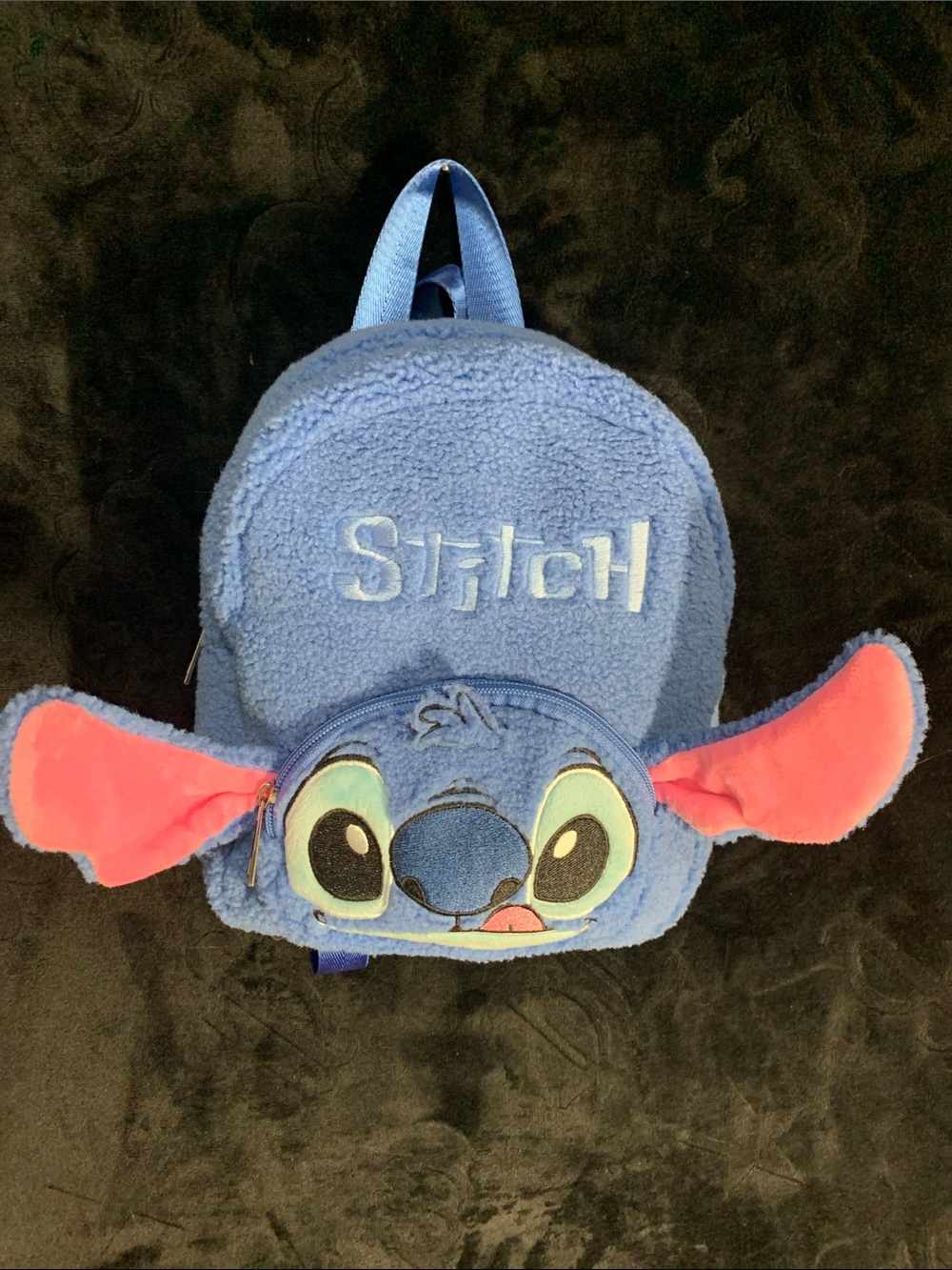 Claire's Stitch Plush Backpack - Blue with Pink Ears